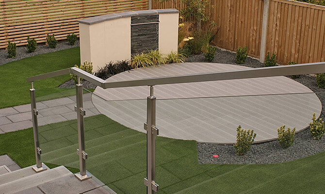 Garden Design Cheshire with Stainless Steel and Glass Balustrade