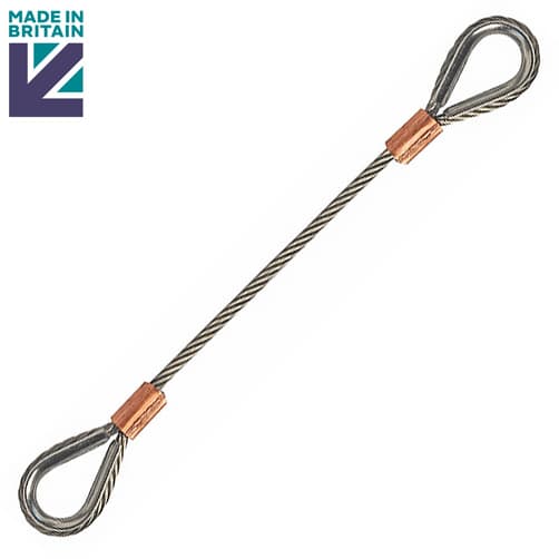 Wire Rope Sling With Hard Eye Thimble Loops - Stainless Steel