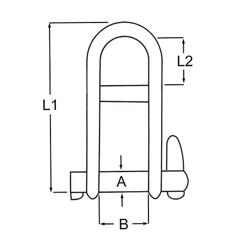 Stainless Steel Key Pin Shackle With Bar - Diagram