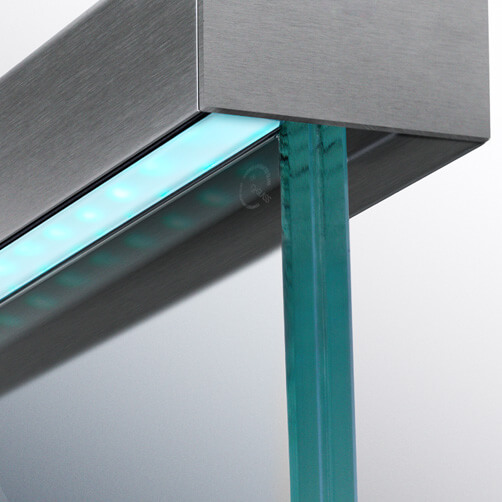LED Handrail Lighting on Glass Balustrade