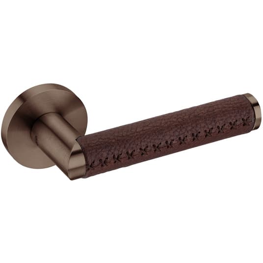 Lever Door Handle - Leather - Titanium Chocolate