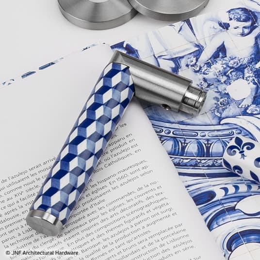 Geometric Blue and White Porcelain Grips