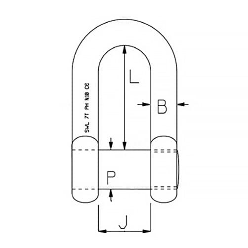 Lifting Shackle - PH High Tensile - Socket Head Pin - Diagram