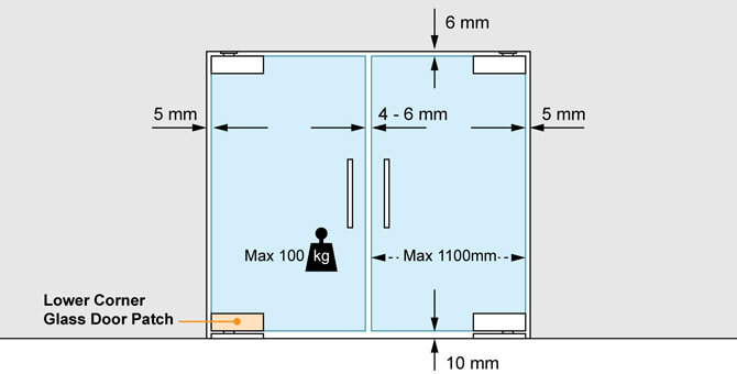 Glass Door Patch - Lower Corner Position