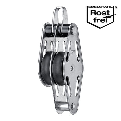 Slide Bearing Marine Block - Double Sheave - Bow and Becket