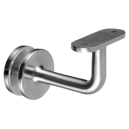 Glass Mount To Flat Support Handrail Bracket With Curved Stem - Stainless Steel Balustrade