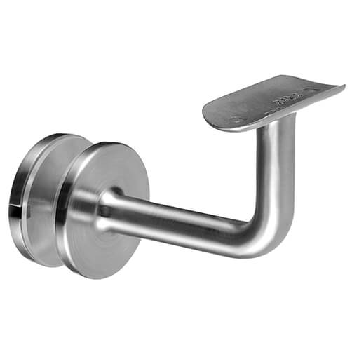 Glass Mount To Tube Support Handrail Bracket With Curved Stem - Stainless Steel Balustrade