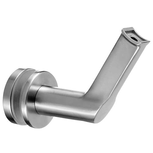 Angled Glass Mount Handrail Bracket to Tube Support - Stainless Steel