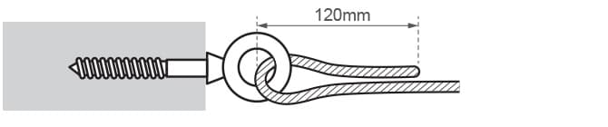 Thread wire rope through eye bolt to form a loop