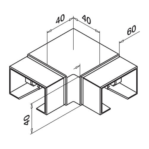Rectangular Handrail Corner Connector - Dimensions