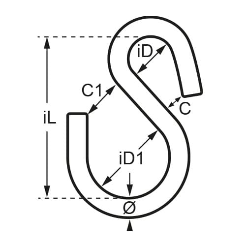 S Hook - Asymmetric Body Dimensions