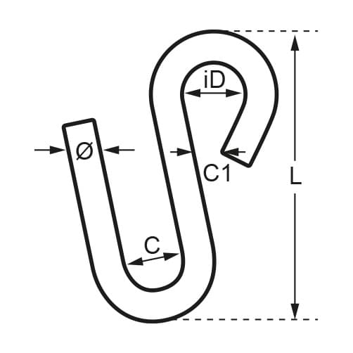 Long Arm S Hook Dimensions
