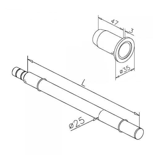 Shelf Support for Glass- Stainless Steel - Dimensions