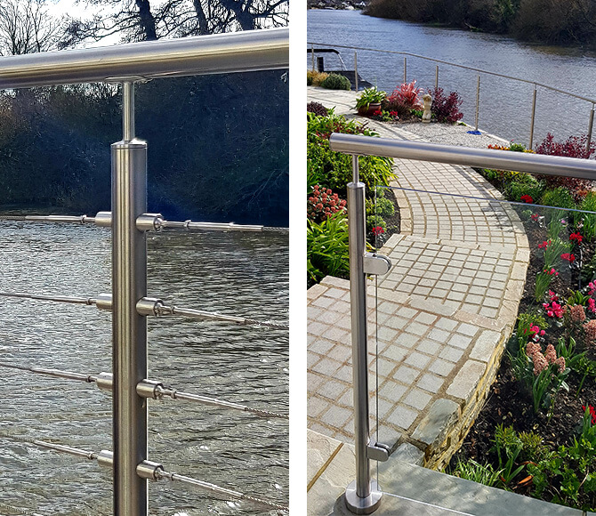 Wire Balustrade and Glass Balustrade Detail