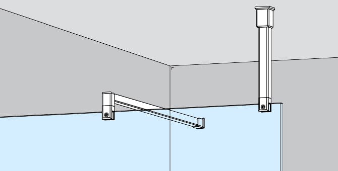 Ceiling Mount Square Shower Screen Support Arm