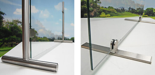Glass Sneeze Guard with Stainless Steel Posts