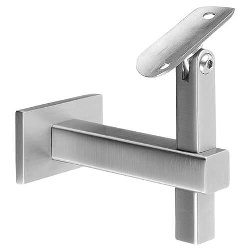 Square Adjustable Angle Flat to Tube Handrail Bracket - Stainless Steel