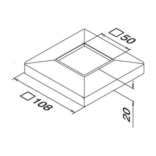 Stainless Steel Square Base Cover Cap Dimensions