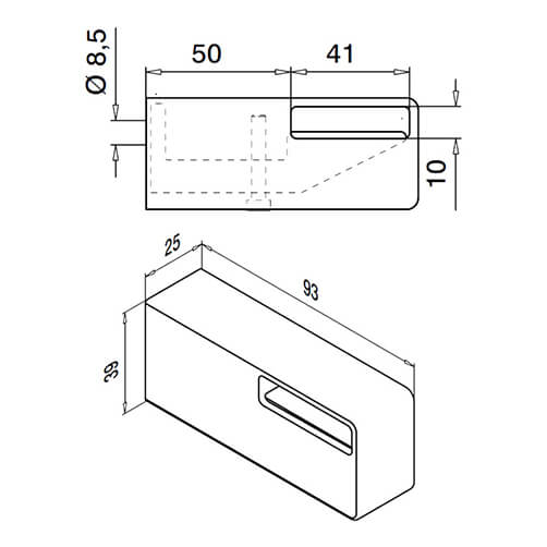 Stainless Steel Flat Profile Handrail Bracket Diagram