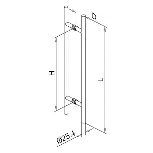 Stainless Steel Door Handle - Model 54 Dimensions