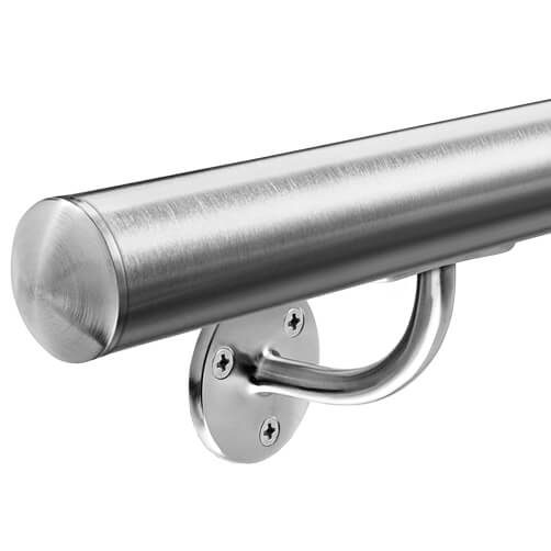 Stainless Steel Handrail with Smooth Angle Plate Bracket