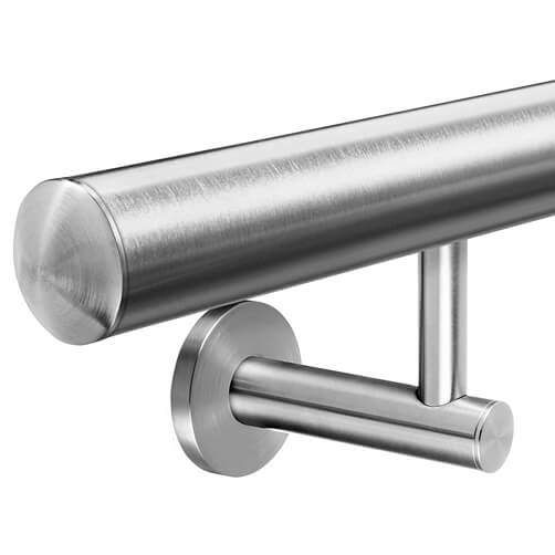 Stainless Steel Handrail with Flush Fixing Plate Bracket
