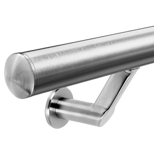 Stainless Steel Handrail with Angled Bracket