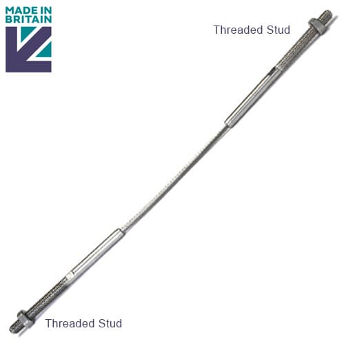 Stud to Stud Wire Rope Assembly - Stainless Steel