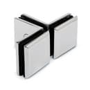 Cubicle Glass Clamp - 3 Way - Square - Chrome