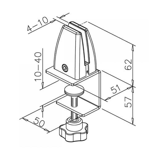 Table Divider Clamp - Dimensions