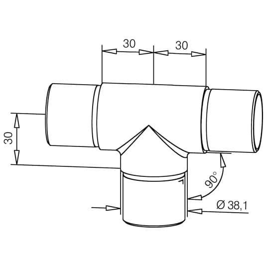 Tube Connector - Tee Shape - Dimensions