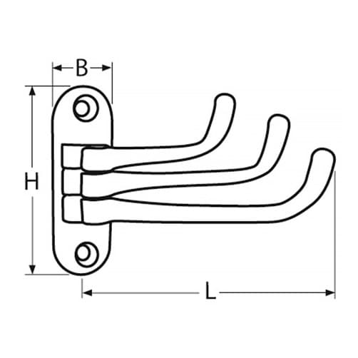 Swing Arm Triple Coat Hook - Dimensions