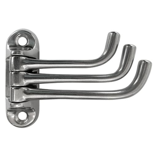 Swing Arm Triple Coat Hook - Stainless Steel