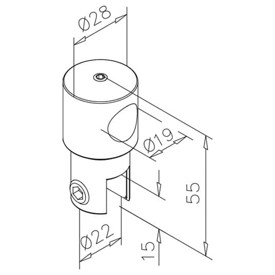 Tube Bracket with Glass Clamp - Dimensions
