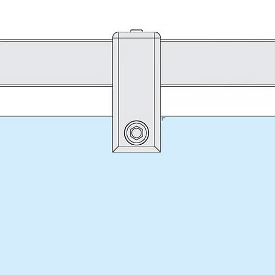 Square Tube Bracket with Glass Clamp - Position