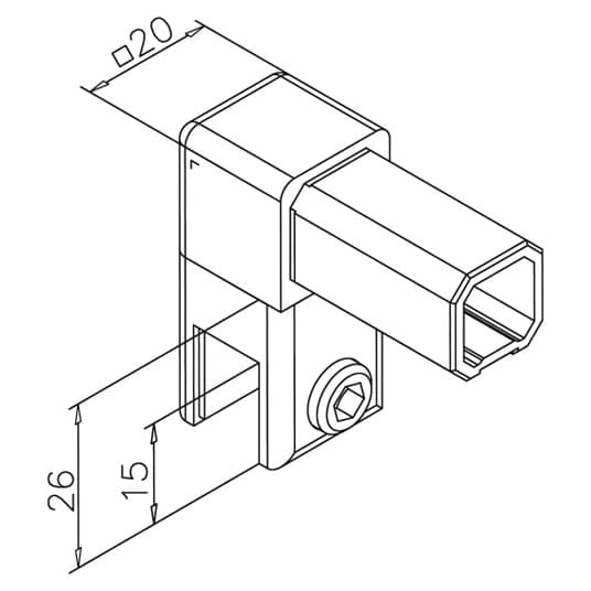 Square Tube Bracket with Glass Clamp - Dimensions