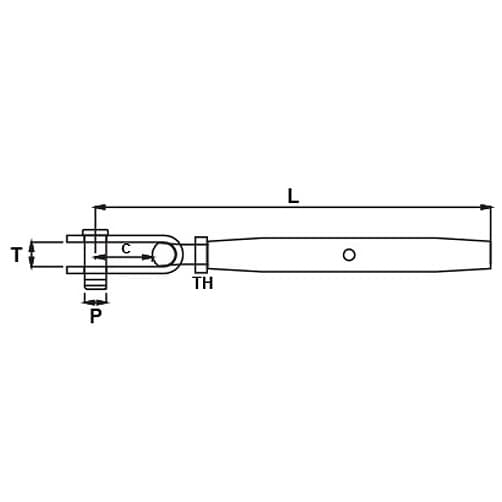 Turnbuckle Toggle to Blank - Dimensions
