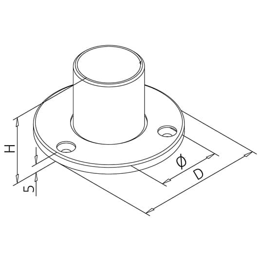 Wall/Floor Flange - Long Neck - Dimensions