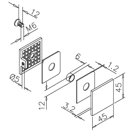 Wall Mount Glass Clamp - Dimensions
