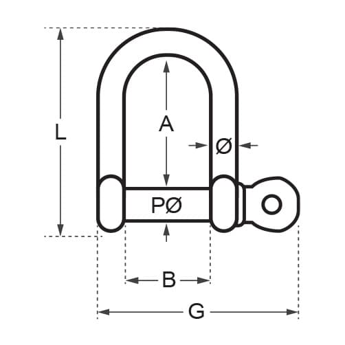 Wichard Captive Pin - D Shackle Diagram