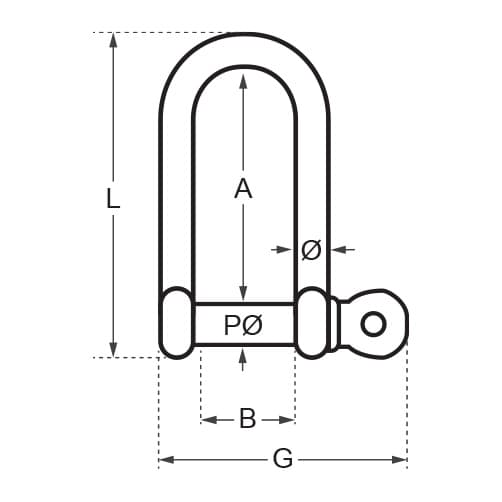 Wichard Captive Pin - Long D Shackle Diagram