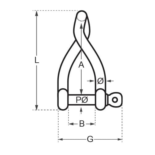 Wichard Captive Pin - Twist Shackle Diagram