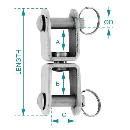 Wichard - Cambered Plate Swivel - Dimensions