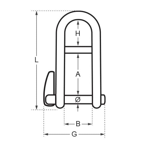 Wichard Key Pin - D Shackle with Bar Diagram