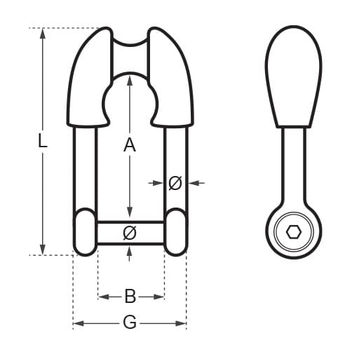 Wichard Thimble Shackle - Allen Head Pin Diagram