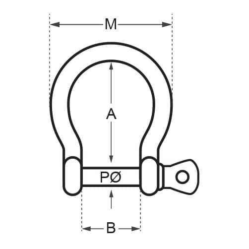 Wichard Titanium Shackle - Bow Shaped Diagram