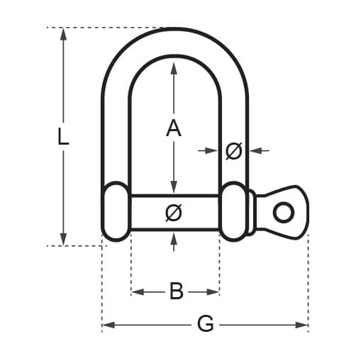 Wichard Titanium Shackle - D Shaped Diagram