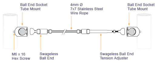 Wire Balustrade Components - Tube Mount