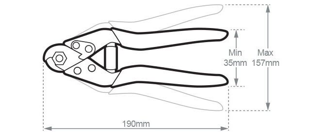 Hand Held Wire Cutter Dimensions