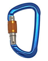 Carabiner - Locking Screw Gate - Asymmetric D Shape - Blue